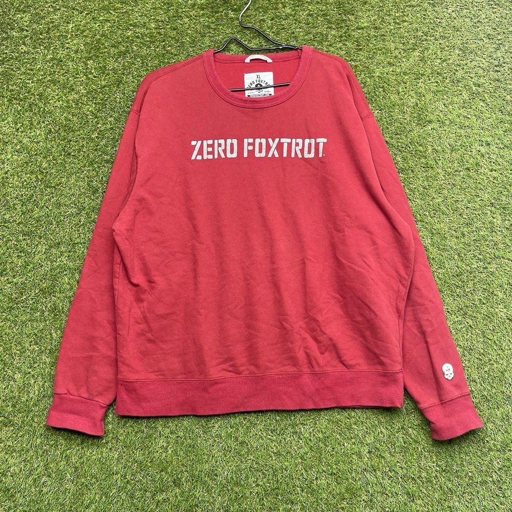 Zero Foxtrot Sweatshirt Mens XL Red Crewneck Sweater Pullover Fleece Military